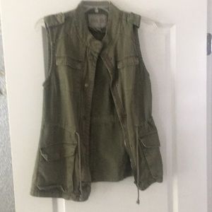 Draw string olive green vest